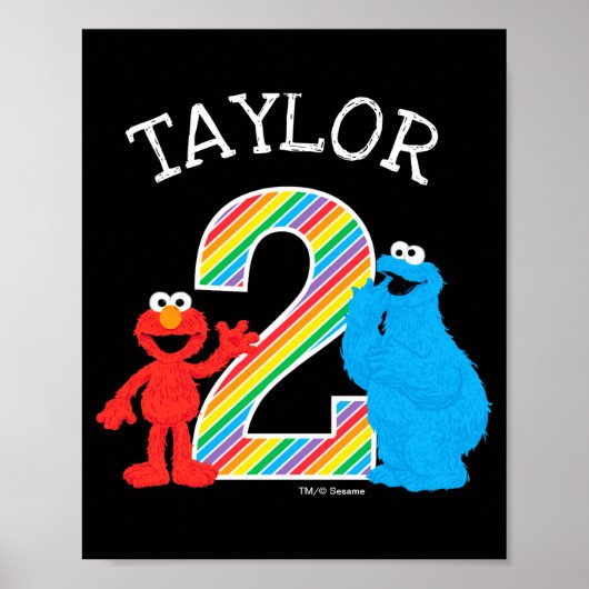 Sesame Street Pals Chalkboard Rainbow 2nd Birthday ポスター (正面)
