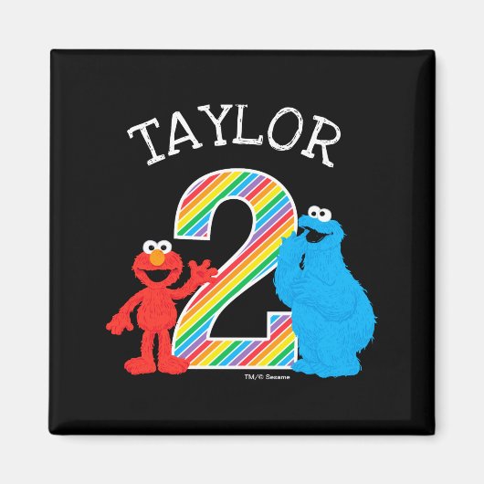 Sesame Street Pals Chalkboard Rainbow 2nd Birthday マグネット (正面)