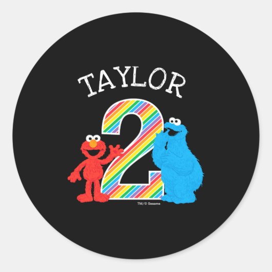 Sesame Street Pals Chalkboard Rainbow 2nd Birthday ラウンドシール (正面)