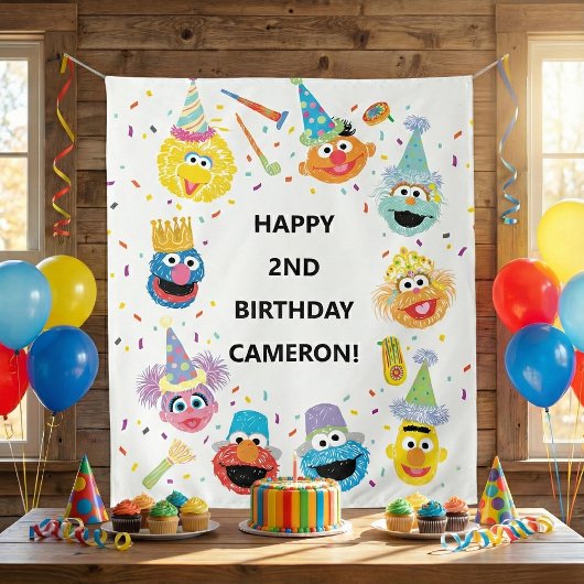 Sesame Street Pals Confetti Birthday Welcome タペストリー
