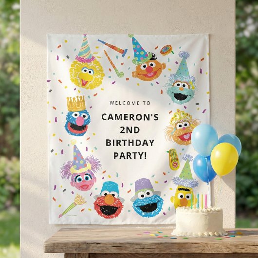 Sesame Street Pals Confetti Birthday Welcome タペストリー