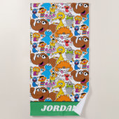 Sesame Street Pals Doodley Pattern ビーチタオル (正面)