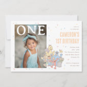Sesame Street Pastel Orange Confetti 1st Birthday 招待状 (正面)
