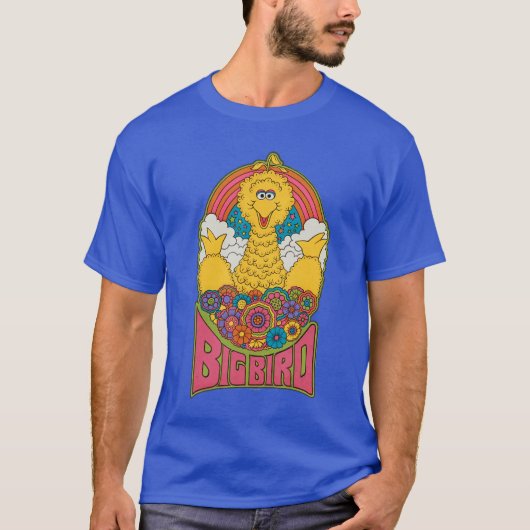 Sesame Street Psychedelic Big Bird friends Tシャツ (正面)