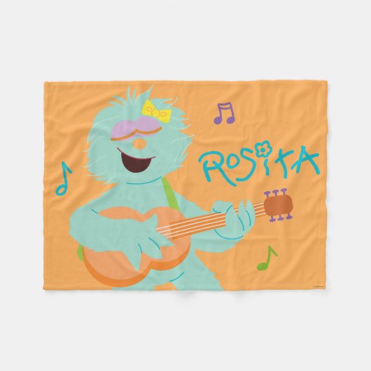 Sesame Street | Rosita Playing Guitar フリースブランケット (正面(横))