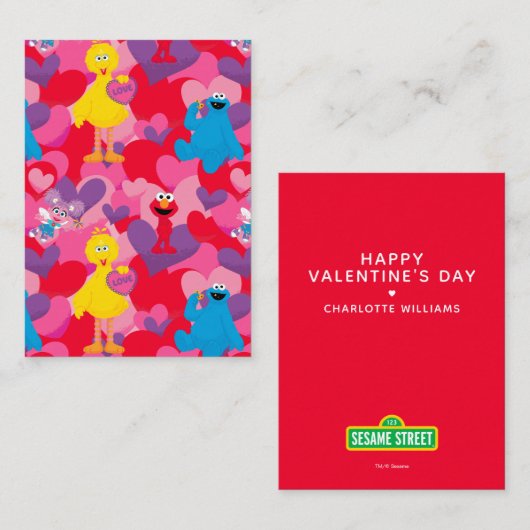 Sesame Street | Valentine Pattern ノートカード (正面/裏面)