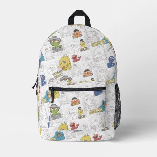 Sesame Street Vintage Comic Pattern プリントバックパック (正面)