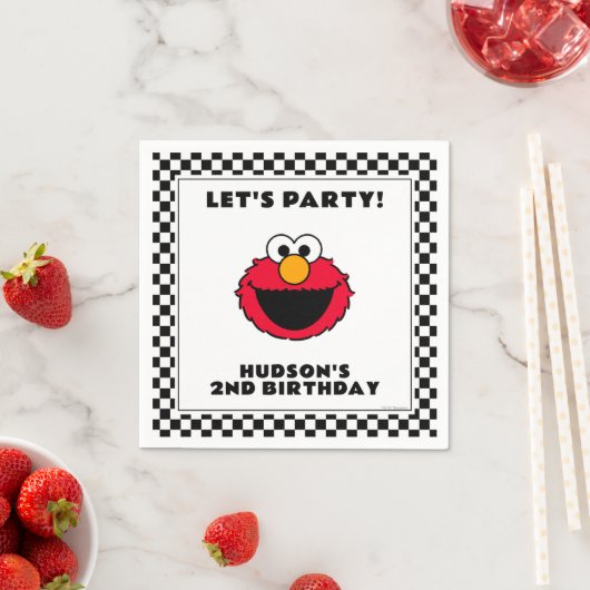 Sesame Street's Elmo Checkerboard Birthday スタンダードカクテルナプキン (インサイチュ)