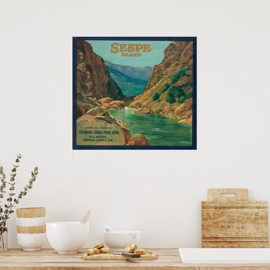 Sespe Orange LabelFillmore, CA ポスター (キッチン)