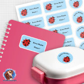Set - 12 Namensaufkleber Marienkäfer - hellblau | シール