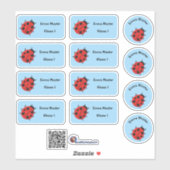 Set - 12 Namensaufkleber Marienkäfer - hellblau |  シール (シート)