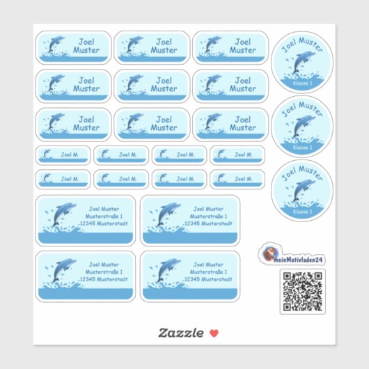 Set - 24 Namensaufkleber Delfin | シール (シート)