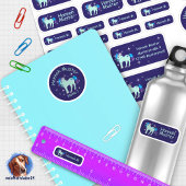 Set - 24 Namensaufkleber Fantasy Einhorn blau | シール