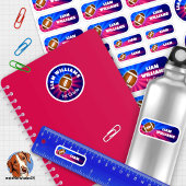 Set - 24 Namensaufkleber - Football Blau Rot |   シール