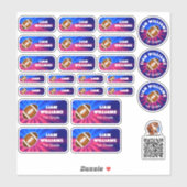 Set - 24 Namensaufkleber - Football Blau Rot |   シール (シート)