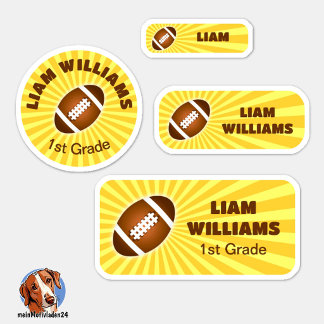 Set - 24 Namensaufkleber - Football Gelb |   シール