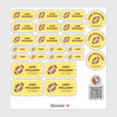 Set - 24 Namensaufkleber - Football Gelb |   シール (シート)