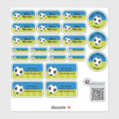 Set - 24 Namensaufkleber Fußball blau grün | シール (シート)