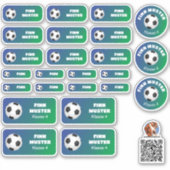 Set - 24 Namensaufkleber Fußball Farbverlauf |   シール (正面)
