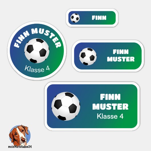Set - 24 Namensaufkleber Fußball Farbverlauf |   シール