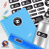 Set - 24 Namensaufkleber Fußball schwarz | シール