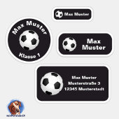 Set - 24 Namensaufkleber Fußball schwarz |  シール