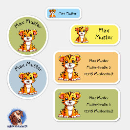 Set - 24 Namensaufkleber Kleiner Säbelzahntiger | シール