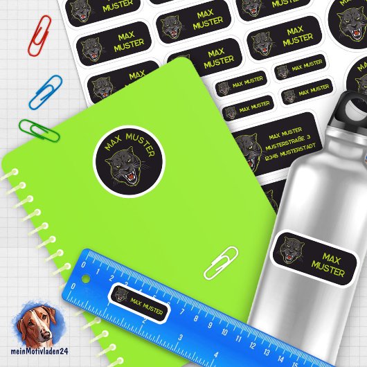 Set - 24 Namensaufkleber Panther schwarz |  シール
