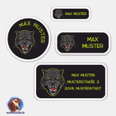 Set - 24 Namensaufkleber Panther schwarz |  シール