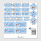 Set - 24 Namensaufkleber Pferde Herzchen blau | シール (シート)