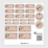 Set - 24 Namensaufkleber Pferde Herzchen braun | シール (シート)