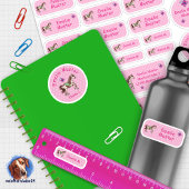 Set - 24 Namensaufkleber Pferde Herzchen rosa |  シール