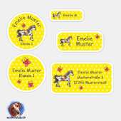 Set - 24  Namensaufkleber Pferde Sternchen gelb | シール