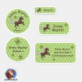 Set - 24 Namensaufkleber Pferde Sterne grün |  シール