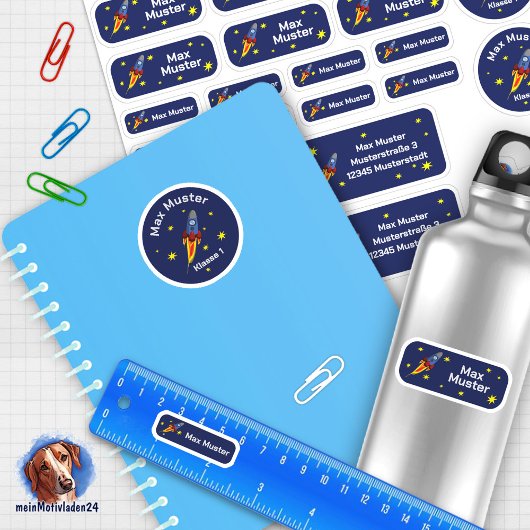 Set - 24 Namensaufkleber Rakete | シール