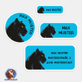 Set - 24 Namensaufkleber Schwarzer Panther blau |  シール