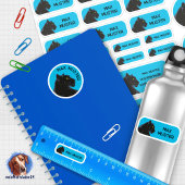 Set - 24 Namensaufkleber Schwarzer Panther blau |  シール