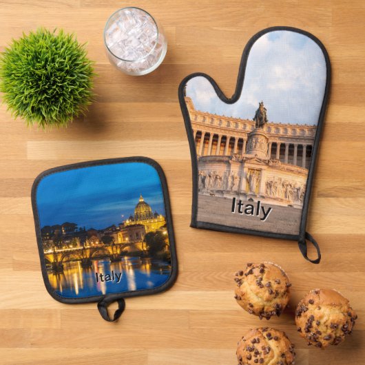 Set De Manoplas Italy kitchen accessories 鍋つかみ&鍋敷きセット (トップダウン)