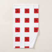 Set de toallas baño rojas y blancas con hojas バスタオルセット (ハンドタオル)