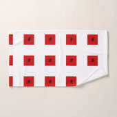 Set de toallas baño rojas y blancas con hojas バスタオルセット (ハンドタオル)