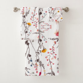 Set de toallas con flores en rosa y naranjas バスタオルセット