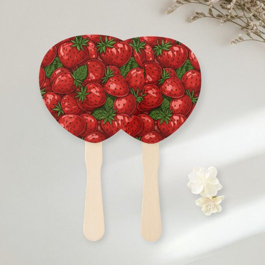 Set of 10 Fresh Strawberry Design Fans ハンドファン