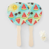 Set of 10 Funny Watermelon Fans - Fresh Fruit ハンドファン (正面&裏面)