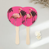 Set of 10 Pink Flamingo and Black Palm Fans  ハンドファン