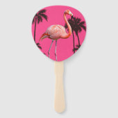 Set of 10 Pink Flamingo and Black Palm Fans  ハンドファン (正面)