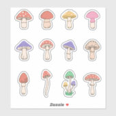 Set of 12 Classic Cute Doodle Mushrooms シール (シート)