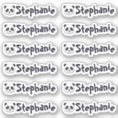 Set of 12 Cute Panda Name Labels シール (正面)