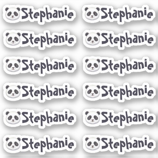 Set of 12 Cute Panda Name Labels シール (正面)