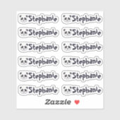Set of 12 Cute Panda Name Labels シール (シート)