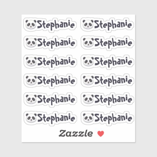 Set of 12 Cute Panda Name Labels シール (シート)